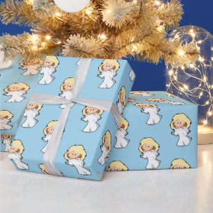 Blond Baby Angel Niedlicher Weihnachts-Cartoon Geschenkpapier