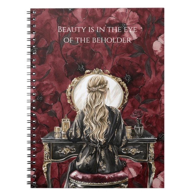 Blond Boudoir Burgundy Floral Notizblock (Vorderseite)