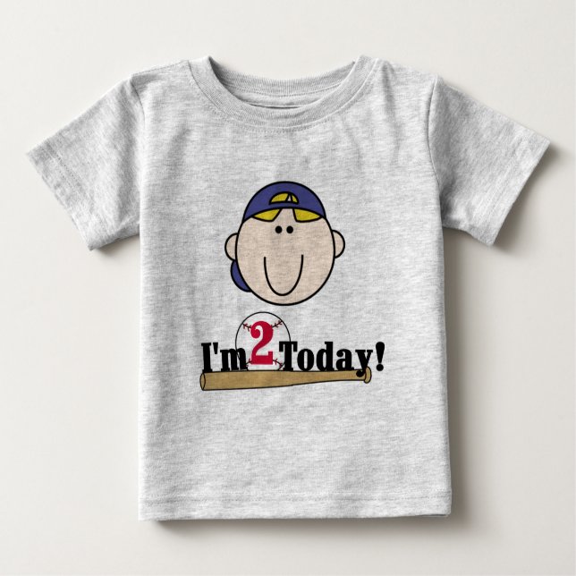 Blond Boy Baseball 2nd Birthday Tshirts (Devant)