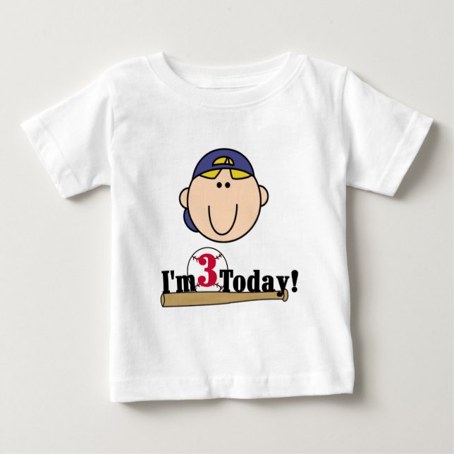Blond Boy Baseball 3. Geburtstag Baby T-shirt (Vorderseite)
