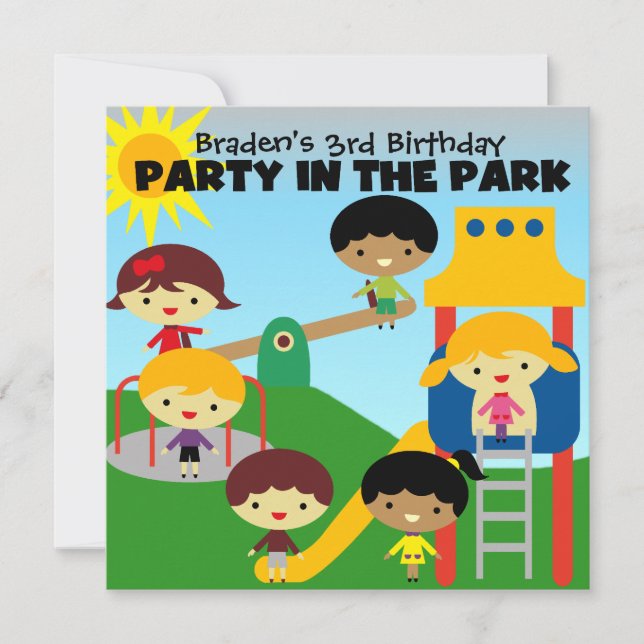 Blond Boy Party im Park Invite Einladung (Vorderseite)