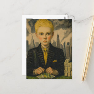 Blond Business Boy am Schreibtisch Postkarte