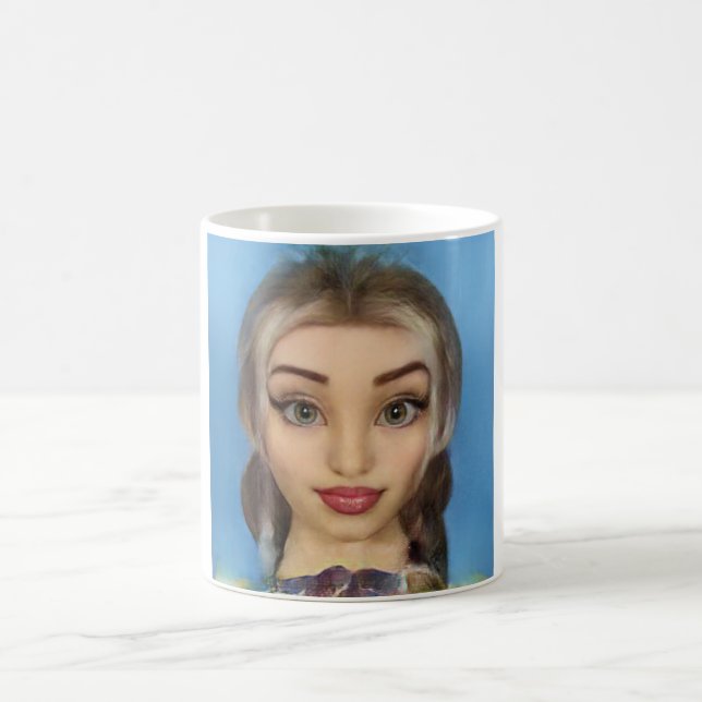 Blond Doll Cartoon Kaffeetasse (Mittel)