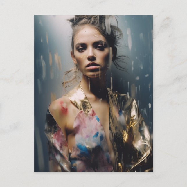 Blond Fashion Model Fotografie Postkarte (Vorderseite)