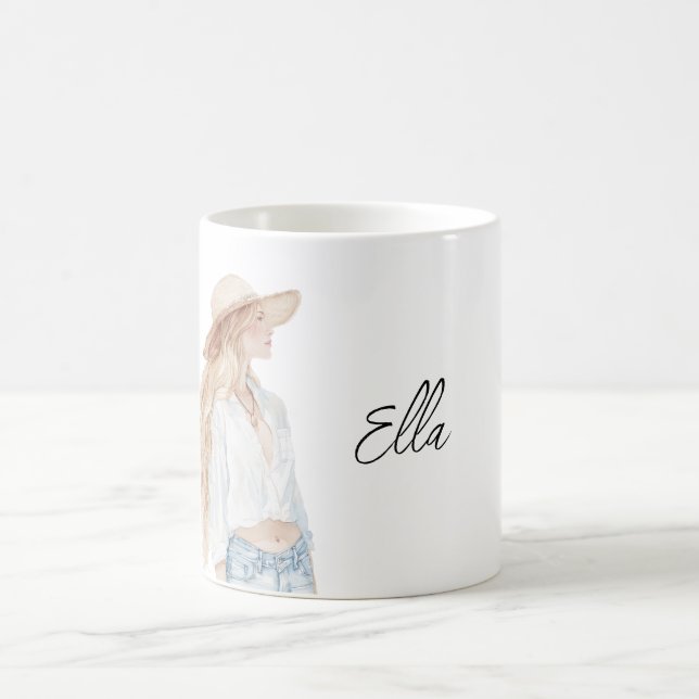 Blond Female Jeans Kaffeetasse (Mittel)