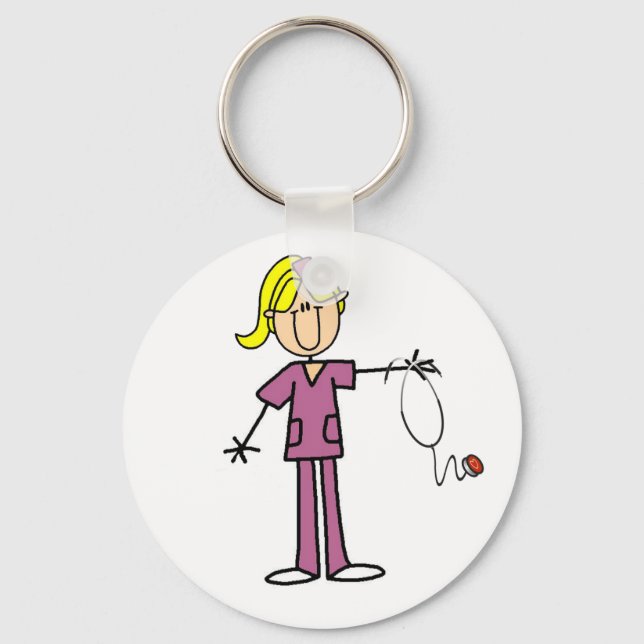 Blond Female Strichmännchen Nurse Schlüsselanhänger (Vorderseite)