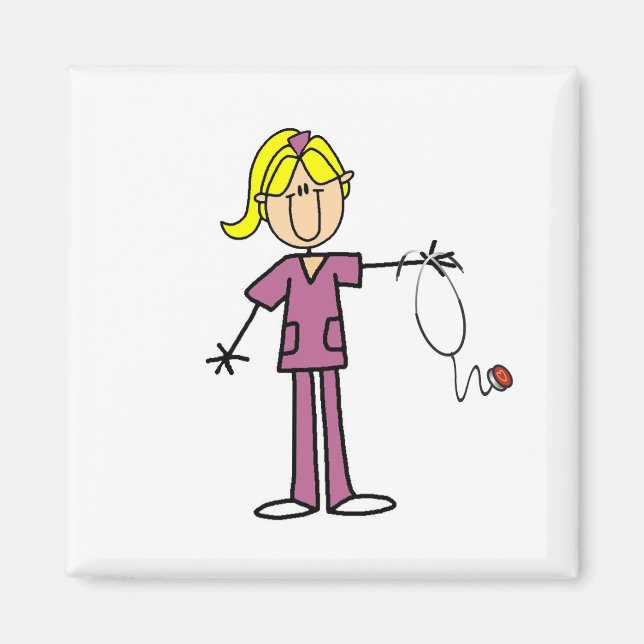 Blond Female Strichmännchen Nurse T - Shirt Magnet (Vorne)