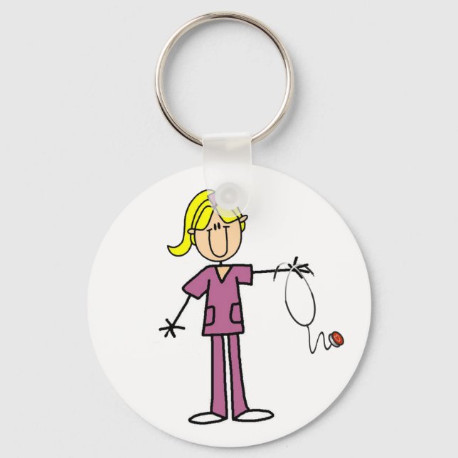 Blond Female Strichmännchen Nurse T - Shirt Schlüsselanhänger (Vorderseite)