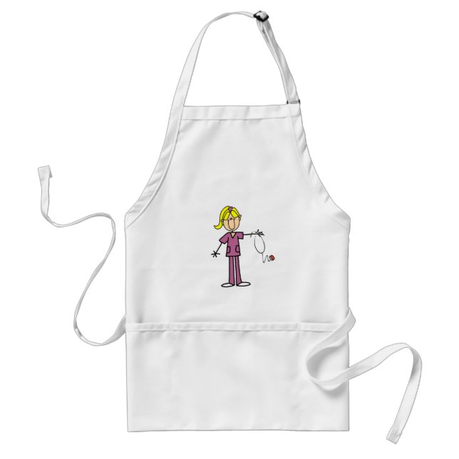 Blond Female Strichmännchen Nurse T - Shirt Schürze (Vorne)