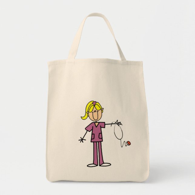 Blond Female Strichmännchen Nurse T - Shirt Tragetasche (Vorne)