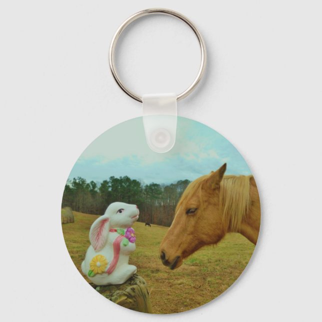 Blond Gelbes Pferd & Ostersonnen Schlüsselanhänger (Vorderseite)