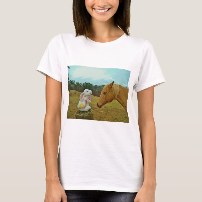 Blond Gelbes Pferd & Ostersonnen T-Shirt (Vorderseite)