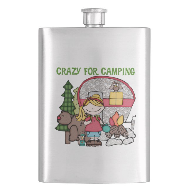 Blond Girl Crazy für Camping Flachmann (Vorderseite)