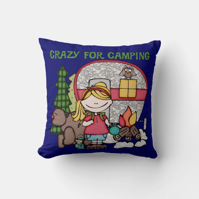 Blond Girl Crazy für Camping Kissen (Vorderseite)