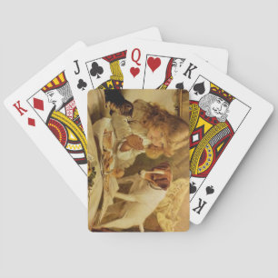 Blond Girl Gebet mit ihrem Hund und ihrer Katze Spielkarten