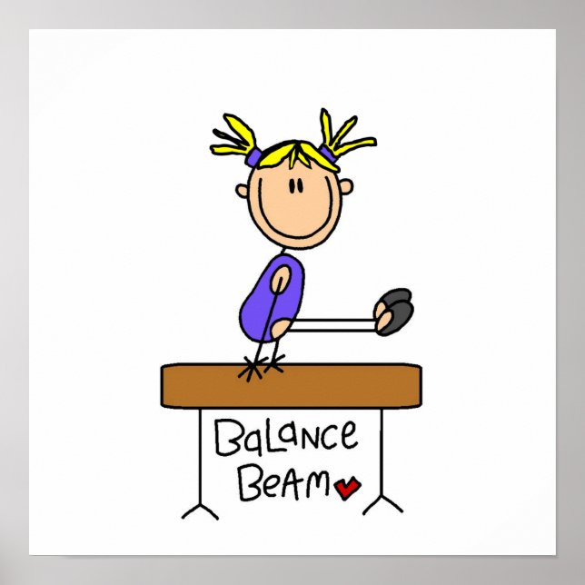 Blond Girl Gymnast auf Balance Beam Poster (Vorne)