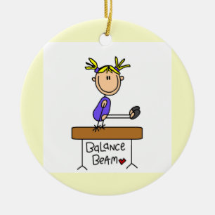 Blond Girl Gymnast auf Balancebaum Keramikornament