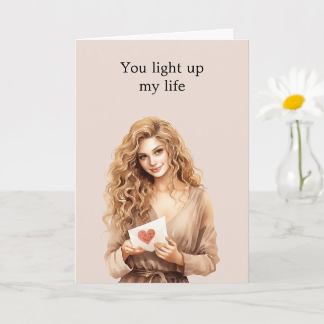 Blond Girl Heart Light Bulle beleuchtet mein Leben Karte (Kleine Pflanze)