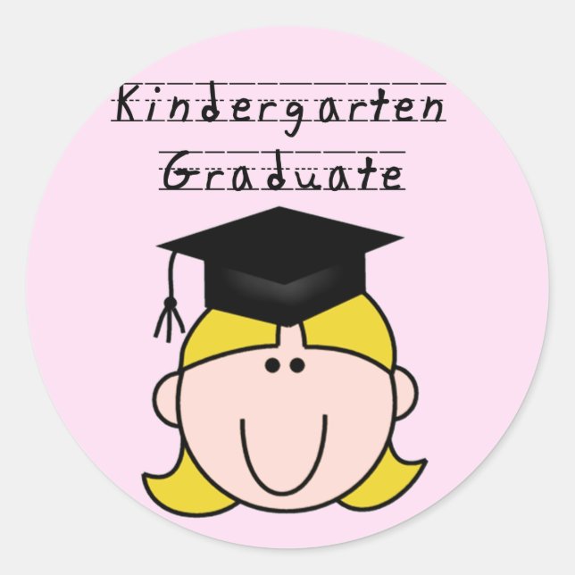 Blond Girl Kindergarten Graduate Runder Aufkleber (Vorderseite)