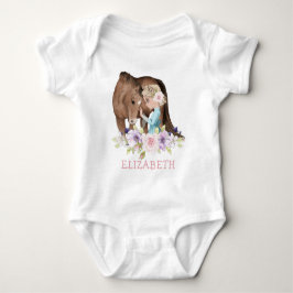 Blond Girl mit Brown Horse New Baby Bodysuit Baby Strampler
