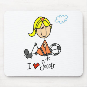 Blond Girl Strichmännchen I Liebe Fußball Gesche Mousepad