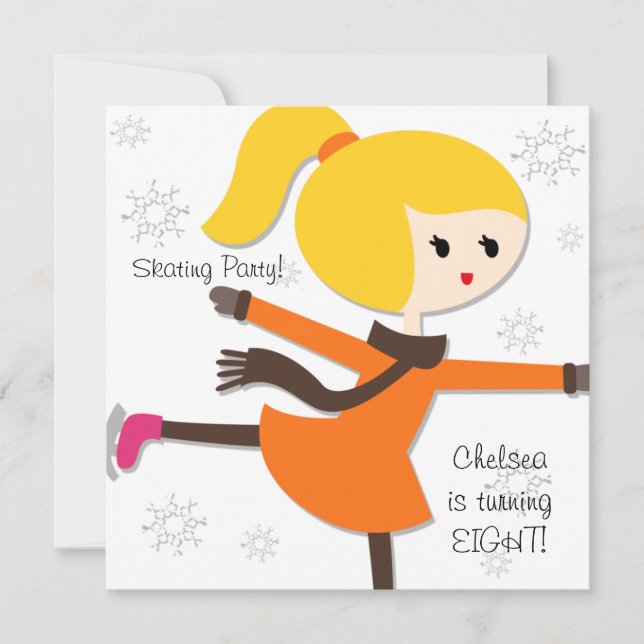 Blond Haired Girl Skaten Birthday Einladung (Vorderseite)