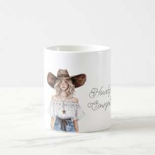 Blond Howdy Cowgirl Hut Stern Anhänger Kaffeetasse