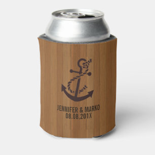Blond-Imitate Holzstreifen Nautical Anker Dosenkühler