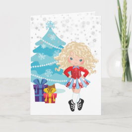 Blond Irish Dancer Winter Weihnachtsfeiertag Karte