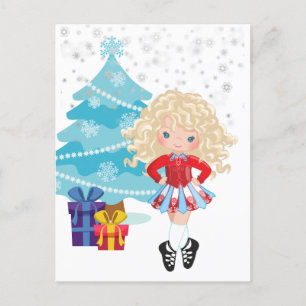 Blond Irish Dancer Winter Weihnachtskarte Postkarte