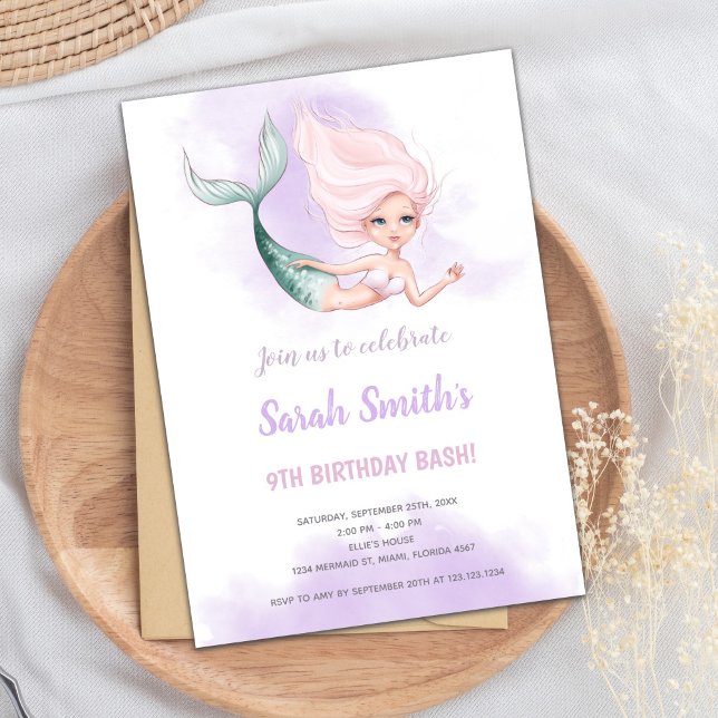 Blond Mermaid Birthday Einladungen (Blond Mermaid Birthday Invitations)