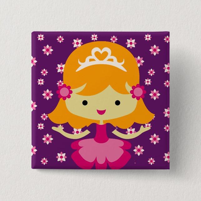 Blond Princess Birthday Button (Vorderseite)