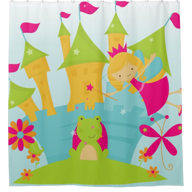Blond Princess, Castle, Froschprinz Duschvorhang (Vorderseite)