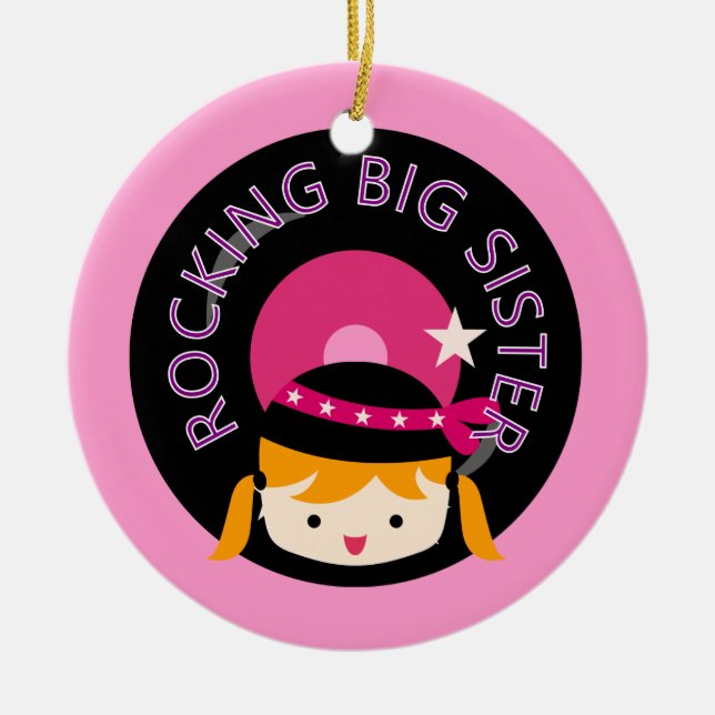 Blond Rocking Big Sister Keramik Ornament (Vorne)