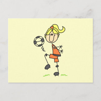 Blond Strichmännchen Soccer Player Girls Postkarte