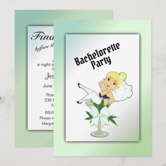 Blond Weed Junggeselinnen-Abschied Einladung (Vorne/Hinten)