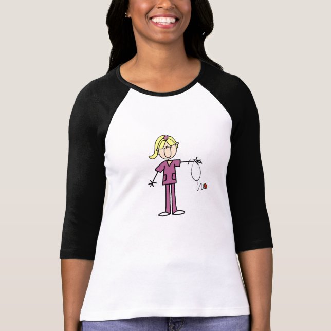 Blond Weibliches Strichmännchen T - Shirt (Vorderseite)