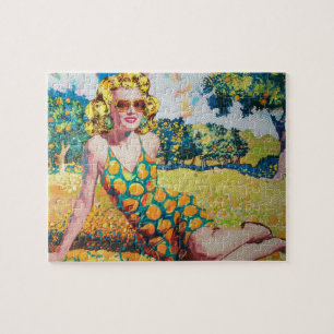 Blond Woman in Orange Grove