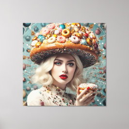 Blond Woman on Planet Doughnut Fantasy Leinwanddruck