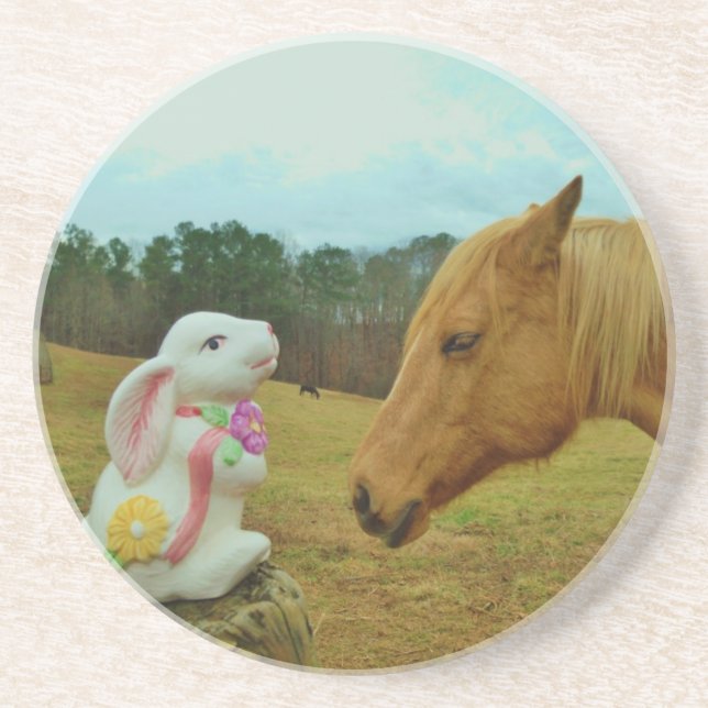 Blond Yellow horse & Easter Bunny Untersetzer (Vorne)