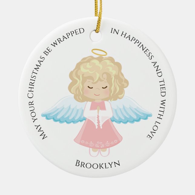 Blonde Angel Keramik Ornament (Vorne)