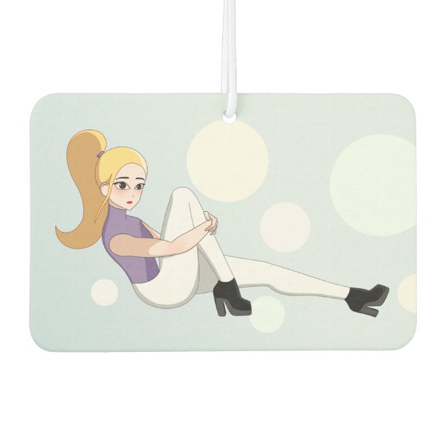 Blonde Anime Girl Autolufterfrischer (Vorderseite)