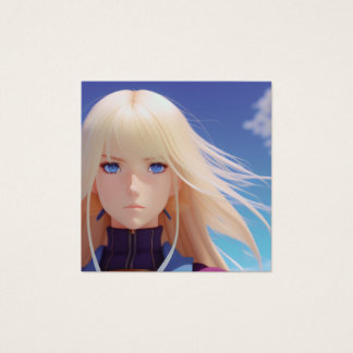 Blonde Anime-Mädchen-Porträt Blaue Augen Wind Weht