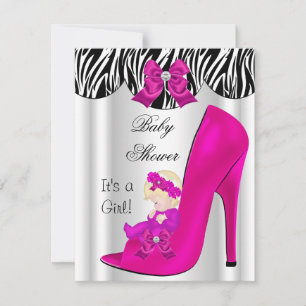 Blonde Babyparty Mädchen Rosa Babyschuh Lila Einladung