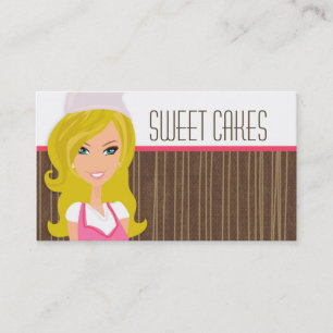 Blonde Bäckerin auf rosa braunen Cupcakes Geschäft Visitenkarte