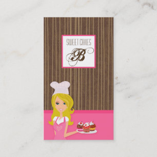 Blonde Baker auf der Pink Brown Cup Cakes Business Visitenkarte