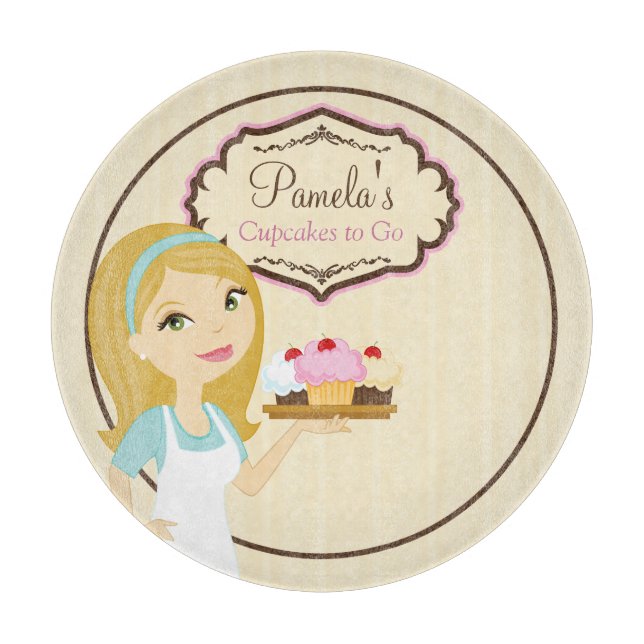 Blonde Baker Cupcake D12 Round Cutting Board 1 Schneidebrett (Vorderseite)
