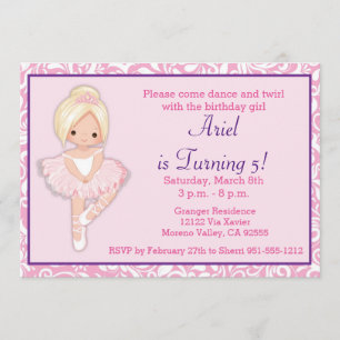 Blonde Ballerina Birthday Einladung