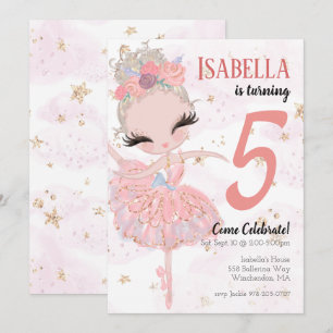 Blonde Ballerina Invitation de fête d'anniversaire