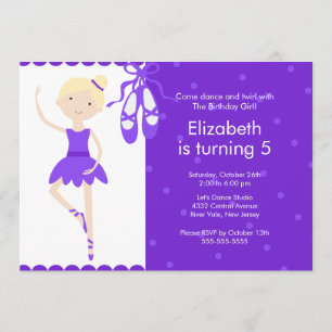 Blonde Ballerina Tanz Geburtstag Einladung Lila
